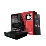 SkyStream Pro 8K Media Player: Reproductor Multimedia Android TV con Salida 8K, Wi-Fi 6, 4GB RAM y Control Remoto con Búsqueda por Voz
