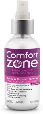 Comfort Zone Spray Calmante para Gatos (60 ml): Fórmula de Feromonas para Reducir el Marcaje con Orina y Arañazos, Ideal para Viajes y Visitas al Veterinario - Imagen 2