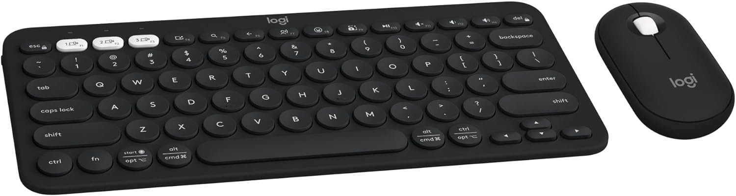 51lo0ciSO+L._AC_SL1500_ Logitech Pebble 2 Combo: Kit de Teclado Inalámbrico K380s y Mouse M350s - Bluetooth Multidispositivo - Diseño Slim y Minimalista - Silencioso - Color Graphite (Negro) - Imagen 1