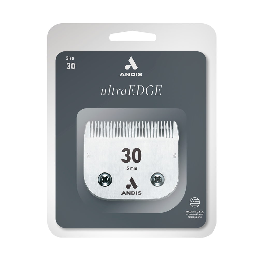 64075-ultraedge-blade-size-30-package-front-web Cuchilla Andis UltraEdge #30 (0.5mm): Hoja de Acero Carbonizado para Acabados de Precisión y Uso con Peines Guía - Imagen 1