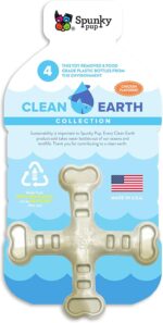 Spunky Pup Clean Earth Recycled Crossbones: Juguete Masticable Ecológico para Perros (Huesos Cruzados), Hecho 100% de Plástico Reciclado, Duradero y Flotante