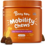 Zesty Paws Mobility Chews para Perros: Suplemento para Articulaciones y Cadera con Glucosamina, Condroitina y OptiMSM®, Sabor Pato (90 Bocaditos)