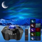 Proyector de Luces Galaxia Aurora Boreal con Luna y Estrellas: Lámpara de Noche LED de Alta Definición - Control Remoto - Altavoz Bluetooth Hi-Fi - Temporizador Inteligente - Decoración Premium para Hogar y Eventos