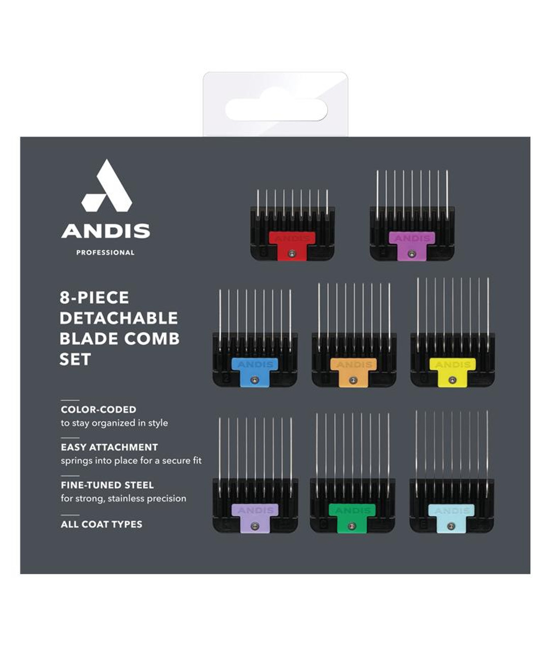 ANDIS-8.jpg Juego De Peines Universales De Acero Inoxidable De 8 Piezas - Imagen 1