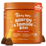 Zesty Paws Aller-Immune Bites para Perros (90 Masticables): Suplemento para Alergias Estacionales, Soporte Inmune y Salud Intestinal con EpiCor, Calostro y Probióticos