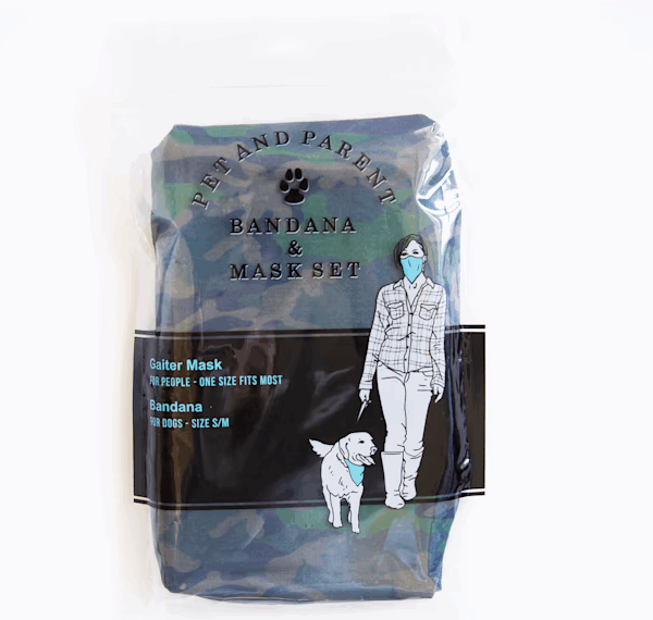 Juego de pañuelo y máscara de camuflaje para mascotas y padres, pequeño/medianoAmerican Fashion
