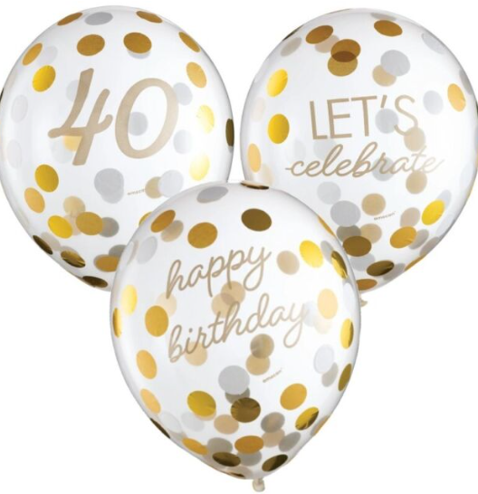 BALLONS DE CONFETTIS EN LATEX X 6 UNIDADES.