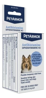 PetArmor Antihistamine Tablets para Perros: Alivio de Alergias, Picazón y Estornudos - Difenhidramina HCl 25 mg (100 Unidades)