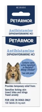 PetArmor Antihistamine Tablets para Perros: Alivio de Alergias, Picazón y Estornudos - Difenhidramina HCl 25 mg (100 Unidades) - Imagen 5