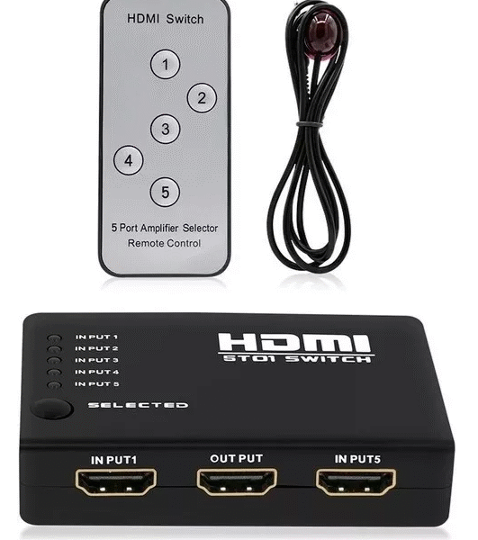 Hdmi Switch Multiplicador Selector 5x1 Full Hd 1080p Control