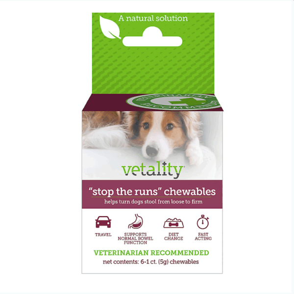 Vetality Stop The Runs masticables para perros, 6 unidades