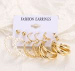 2 paquetes x 6 pares/juego de aretes de perlas de moda