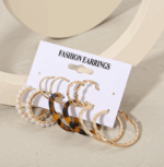2 paquetes x 6 pares/juego de aretes de perlas de moda