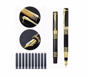 1 bolígrafo + 10 Uds. De recargas de tinta negra, pluma estilográfica Vintage