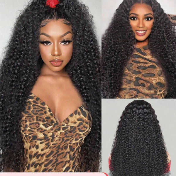 Peluca de encaje transparente rizado rizado 4 x 4 con cierre de encaje, densidad del 180%, 12-26 pulgadas