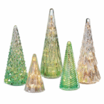 Árboles LED de cristal navideños, juego de 5