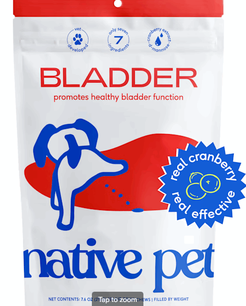 Native Pet Bladder, Masticables de arándano para perros 120 unidades