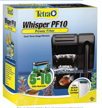 Filtro Whisper PF10 de Tetra 26316, 5 a 10 galones