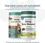 NaturVet Quiet Moments Plus Cáñamo: Suplemento Calmante de Semilla de Cáñamo para Perros (180 Bocaditos Blandos), Con Melatonina y L-Triptófano, Alivia Estrés y Ansiedad por Tormentas y Viajes - Imagen 7